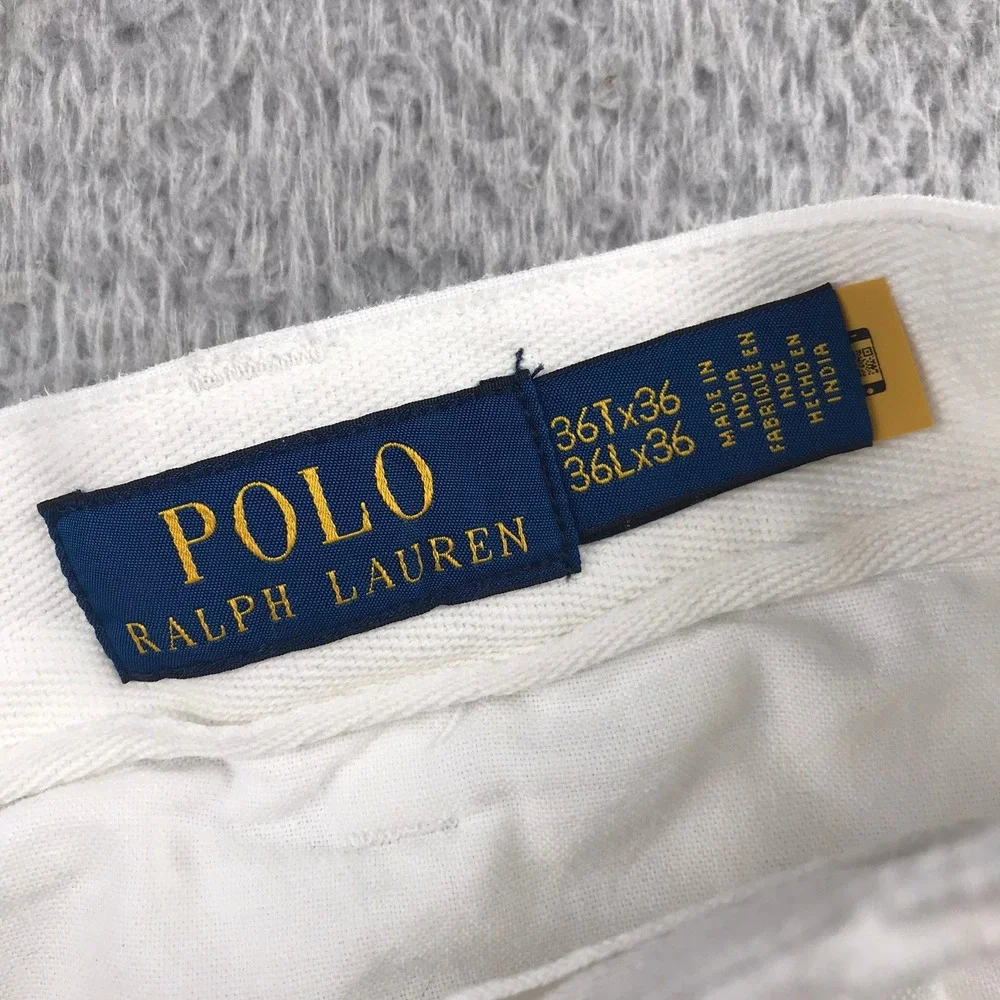 Polo Ralph Lauren Pants Mens 36 (38x34) White Bedford Classic Fit Linen Cotton